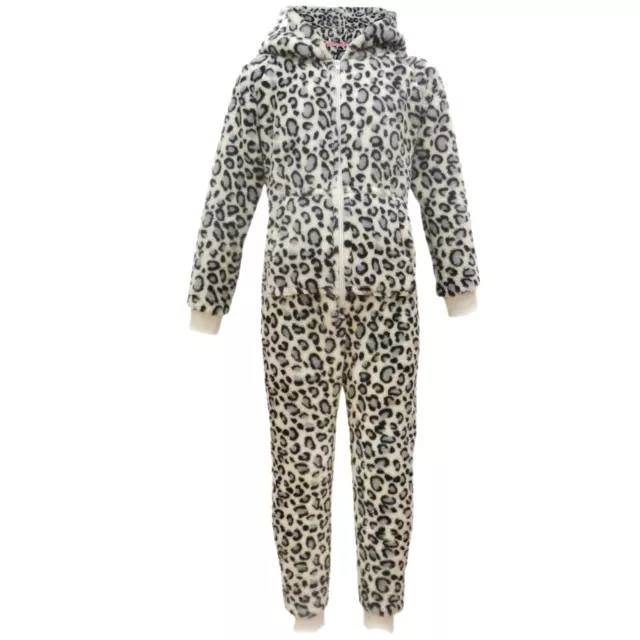 Kinder Sanft Flaumig Tier Leopard Schnee A2Z Onesie One Piece Xmas Kostüm 2-13