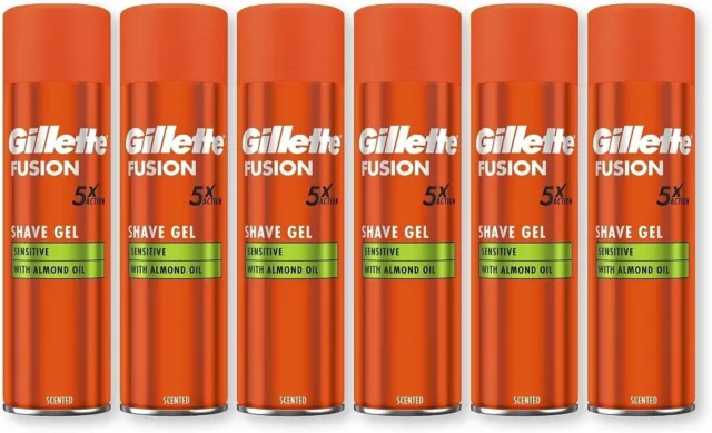 Gillette Fusion 5 Gel da barba uomo ultra sensibile 200 ml x 6