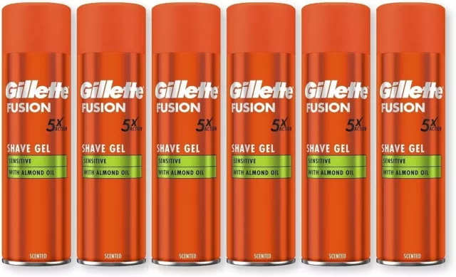 Gillette Fusion 5 Gel da barba uomo ultra sensibile 200 ml x 6