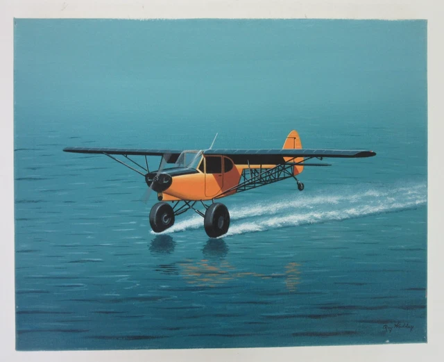 RAYMOND WADDEY ACRYLIC Painting of Alaska STOL Modified Piper Cub