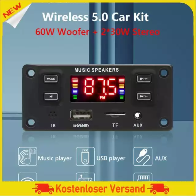 2 X 30W Stereo 60W Amplifier MP3 Player Color Screen with Remote Control for Car