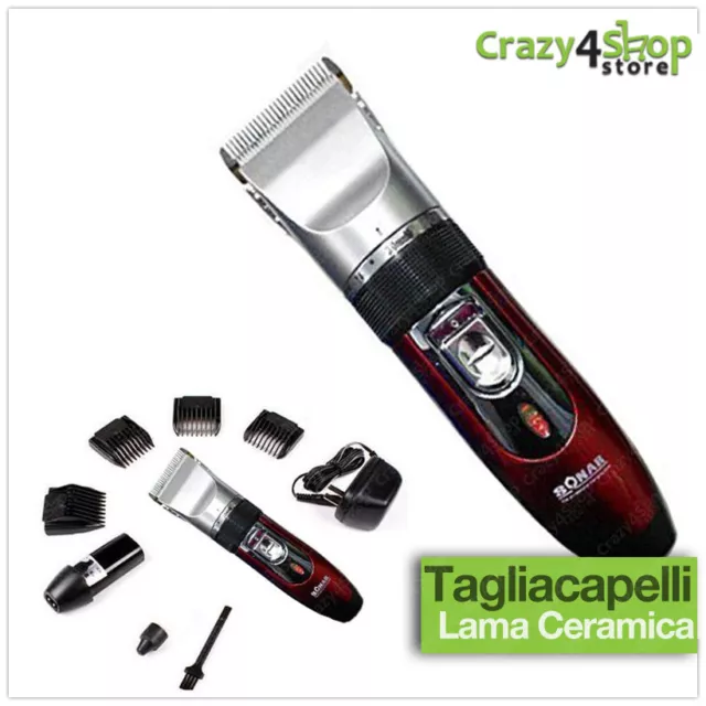 Tagliacapelli Rasoio Barba Taglia Capelli 2 Batterie Ricaricabile Ceramica