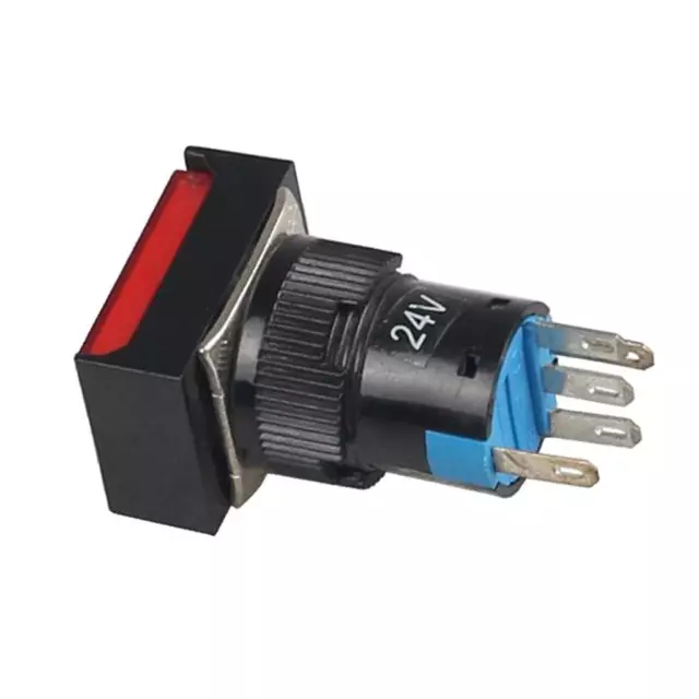 16mm Square Momentary Self Push Button Switch DC 24V LED