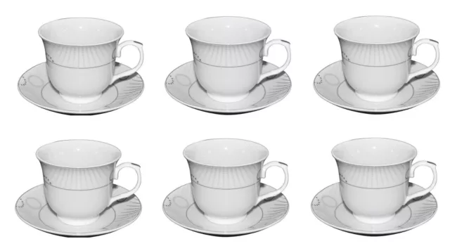 12-Piece Cups & Saucers Set Porcelain Tableware Mugs Tea Coffee Serving for 6