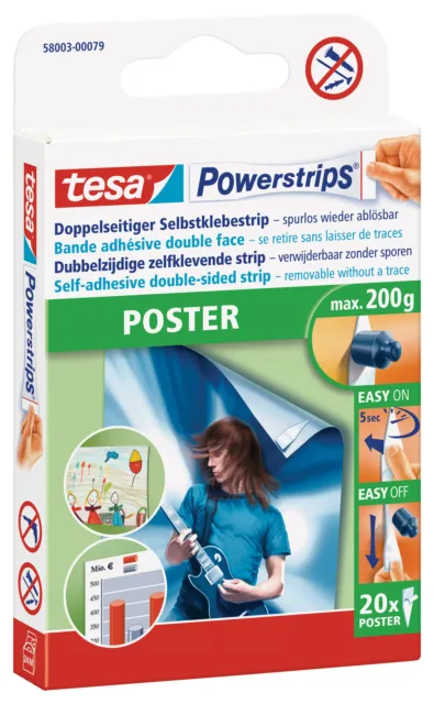 tesa Powerstrips® Poster, weiß, 20 Stck.