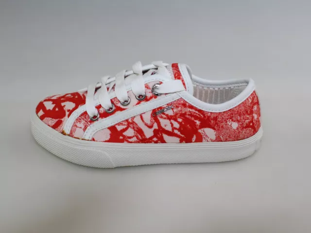 Chaussures Fille GEOX 28 Ue Baskets Blanc Toile Rouge DF423-28