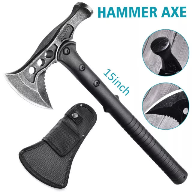 15inch Tactical Tomahawk Throwing Hatchet Axe Fixed Blade Survival Knife Camping