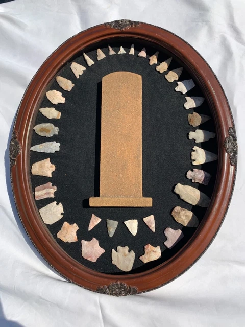 Neighbors Collection of 35 Mounted Arrowheads size range 3/4”-3”