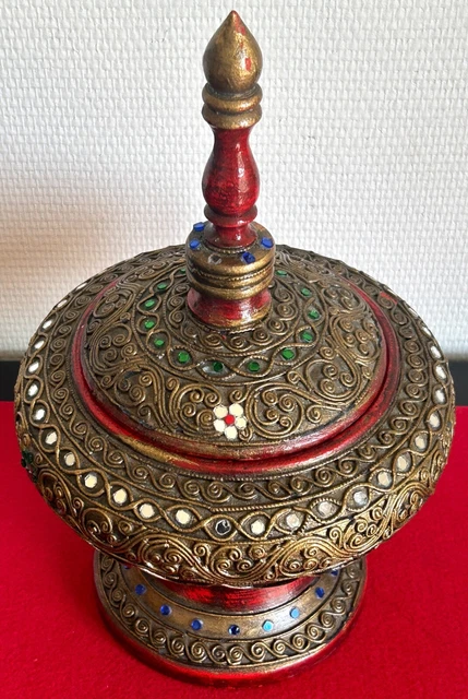 Antique Lacquered Wood Offering Bowl - Burma/Myanmar - Mid 20th Century