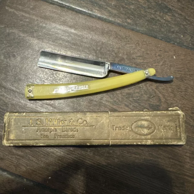 J.S. Holler & Co Hollow Ground Straight Razor Adolph Blaich San Fransisco