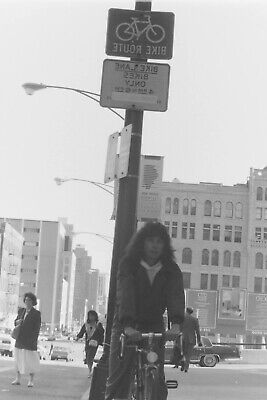 Early CHICAGO Downtown Woman Rides Bike Bicycle 35mm Negatives Bus Archer Harlem