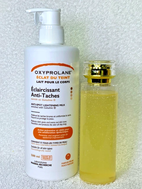 Lait Oxyprolane & Huile Albions - Soin Ultra Blanchissant Anti-imperfections 100% Bio Naturel - 500ml + 250ml