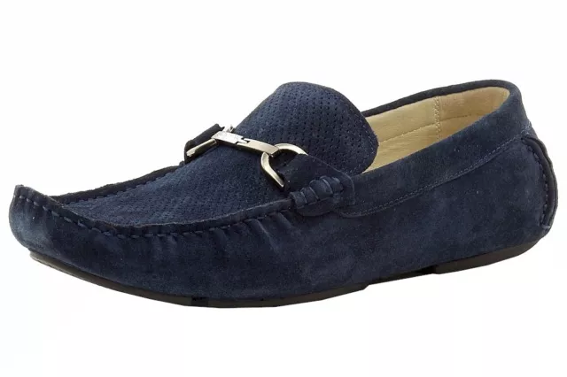 Kenneth Cole Reaction Men's Safe-N-Sound Navy Suede Leather Loafers Shoes