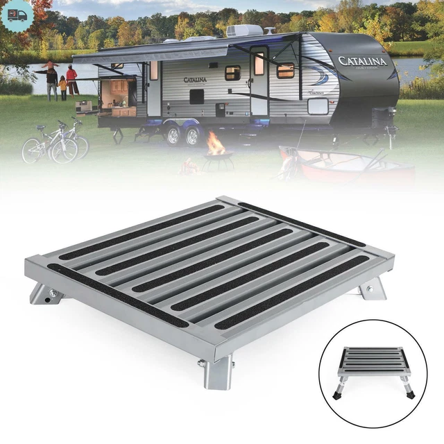 FOLDING ALUMINUM PLATFORM RV Step Stool Trailer Camper Working Ladder
