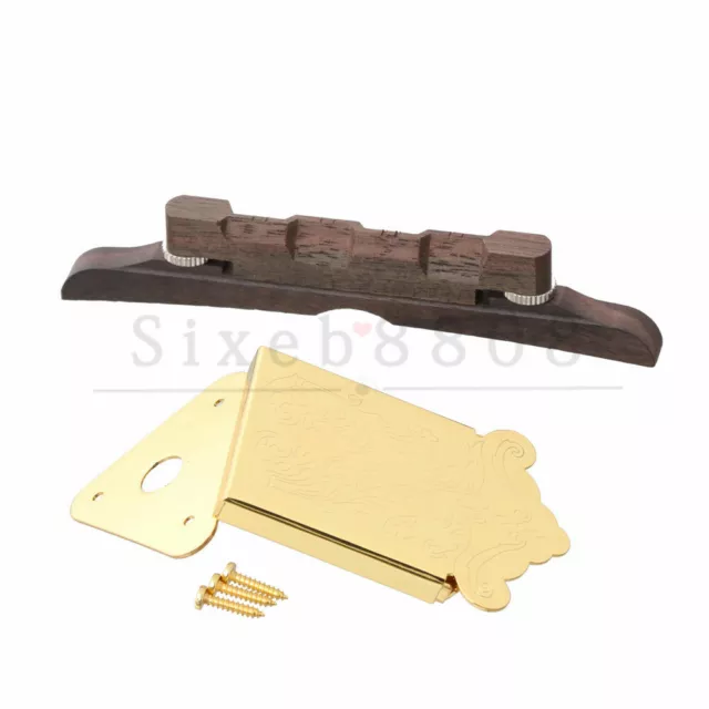 Adjustable Rosewood Mandolin Bridge & Gold Mandolin Tailpiece