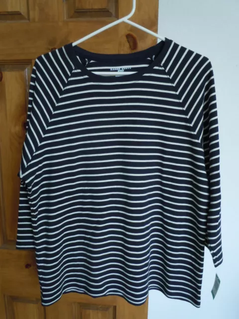 NWT Karen Scott Sport womens long sleeve casual top shirt blouse size L striped