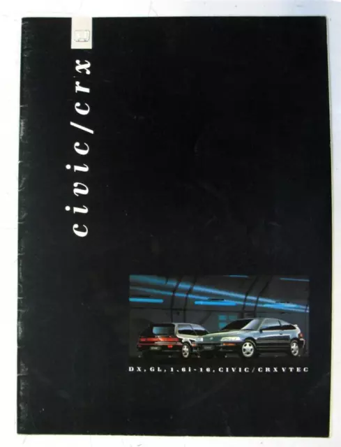 HONDA Civic/CRX Car Sales Brochure 1991 #2583/6.91/PB/50K DX, GL