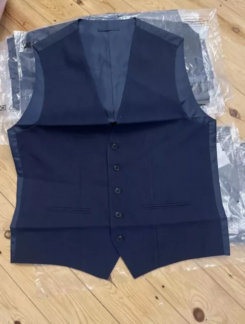 Mens Navy Waistcoat Size Medium 40 R Gents Smart Formal Office Wedding M " Work