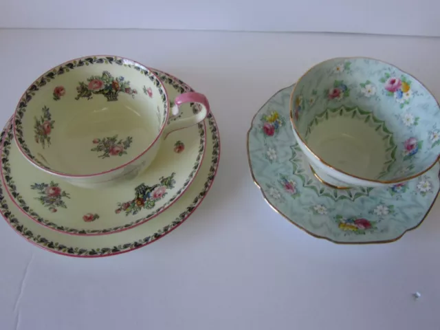 1 Paragon Cup And Saucer Light Blue And I Trio Light Yellow  Excellent