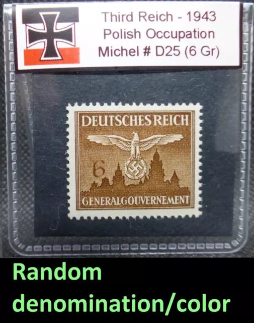 Nazi Germany 1943 WW2 Stamp Polish Occupation Third Reich Relic Rare Groschen