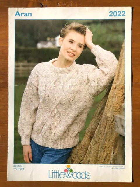 LITTLEWOODS 2022 KNITTING pattern ladies aran diamond pattern crew neck sweater 1.50 PicClick UK