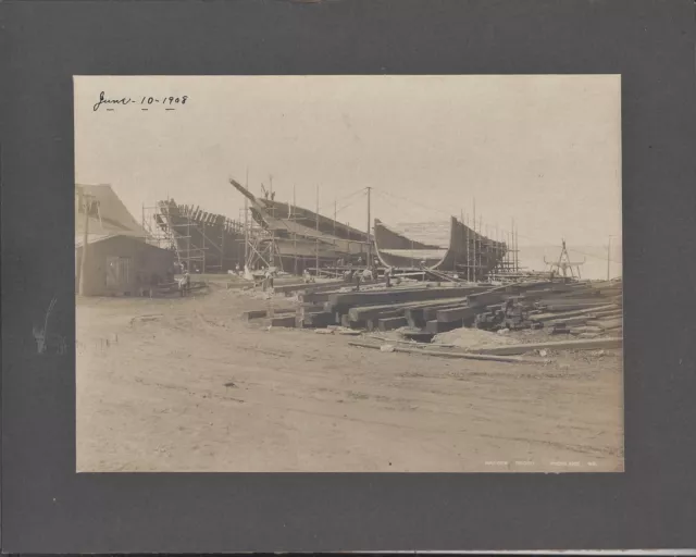 Scarce 1908 Full Plate Photograph Snow Shipyard Rockland ME Harden Artist