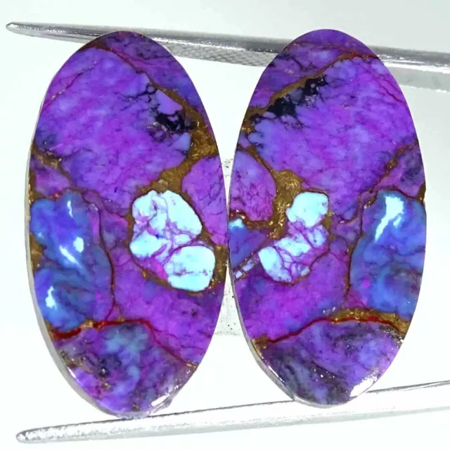 23.70Cts Natural Purple Turquoise Oval Pair Cabochon Loose Gemstone
