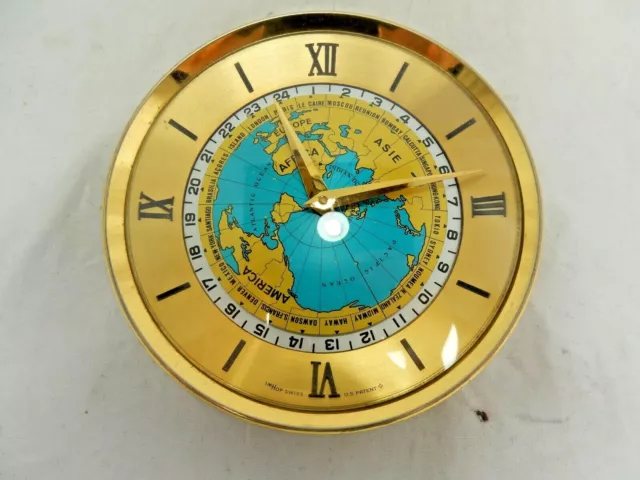 Rare IMHOF Weltzeit Tisch Uhr world timer table desk top clock working 8 day 544