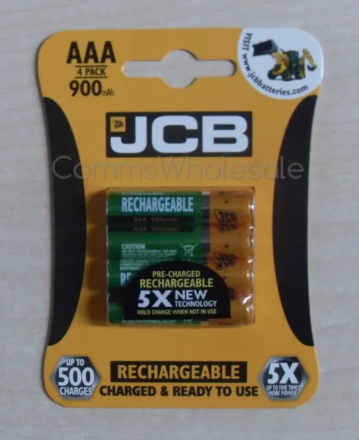 4 x JCB Rechargeable NiMH 900mAh AAA Battery for Panasonic DECT Cordless