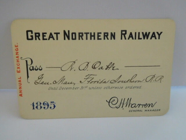 Railroad-Great Northern Railway 1895 Annual Pass