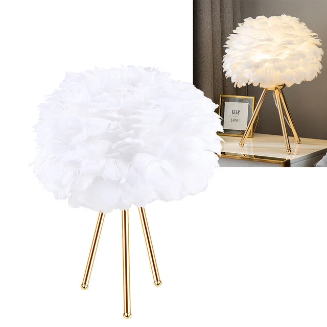 Modern Swan Feather Table Lamp Nightstand Lamp Romantic Bedroom Desk Night Light