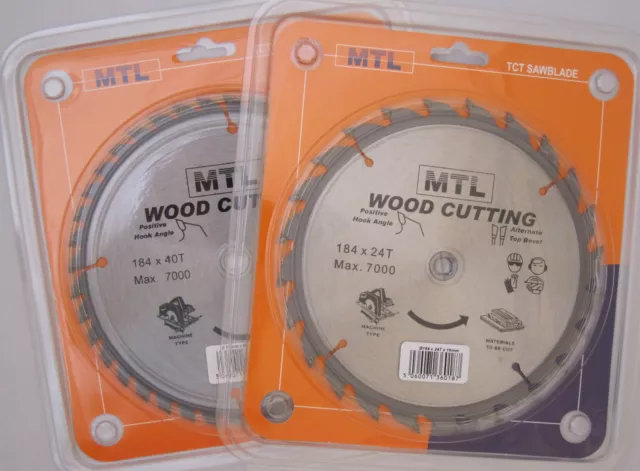 184mm MTL brand TCT Circular Saw Blade for Wood: Choose 24T & 40T, 16/20/30 bore