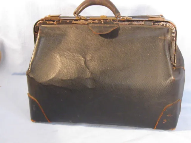 Antique Black Warranted Cowhide Doctor's Bag
