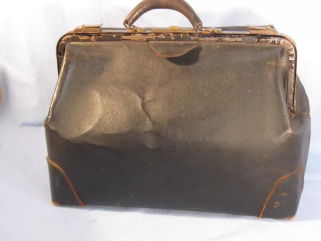 Antique Black Warranted Cowhide Doctor's Bag