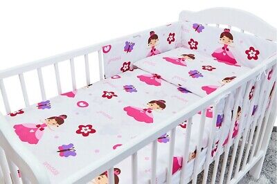 Juego de 3 piezas de cama para bebé almohada edredón ajuste cuna 140x70 cm princesa mariposa