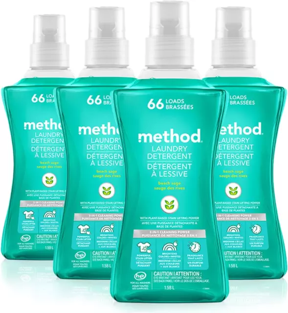 Method Liquid Laundry Detergent; Beach Sage Scent, Plant-Based Stain Remover; ;