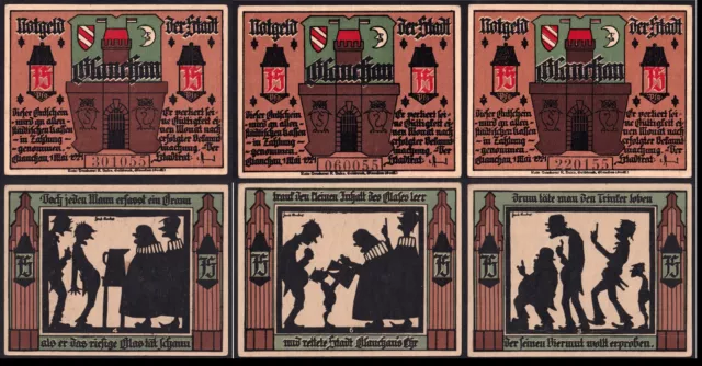 Lot Notgeld Glauchau, 1921, 75 Pfennig, Scherenschnitt, Burg mit Wappen