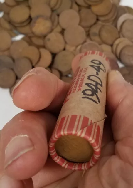 13205 Roll Of 50 Wheat Pennies Lincoln Cents Coins 1940-1949 Over 74+ Years Old!