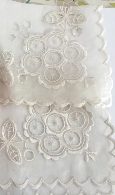 2 VINTAGE BRIDES THIN hanky~FLOWER cut OUT unused