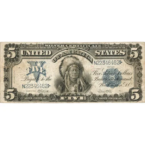1899 Silver Certificate Chief Note - Five Dollars (Very Fine)