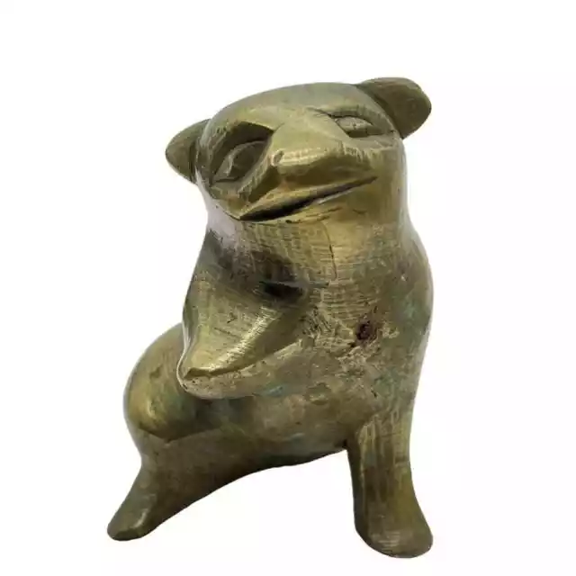 Chinese Brass Dog Animal Spirit Talisman Figurine Vintage Primitive Retro