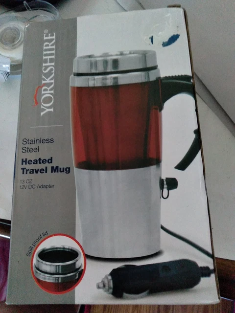 Yorkshire Stainless Steel Heated Travel Mug 13 Oz Red & Silver