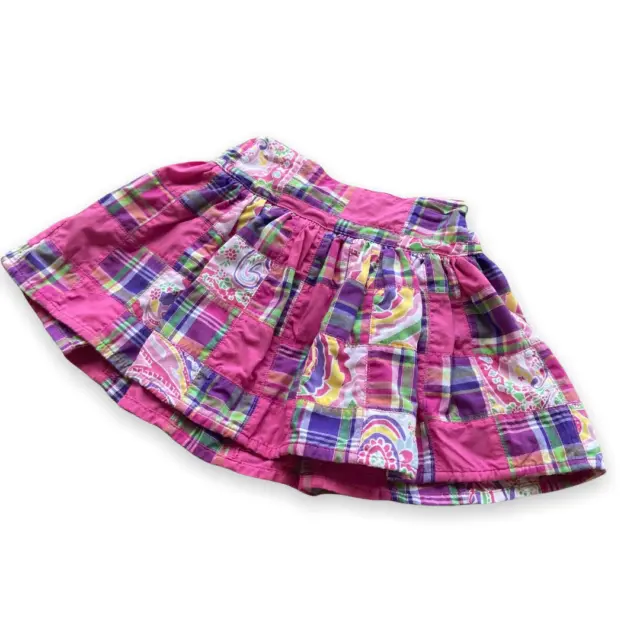 Kelly's Kids Girls Skirt Size XS 3 4 Pink Green Patchwork Plaid Twirl Twirly