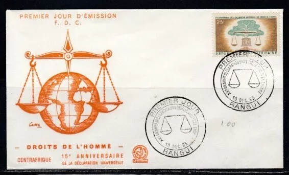 CENTRAL AFRICAN REPUBLIC Universal Declaration of Human Rights FIRST DAY COVER