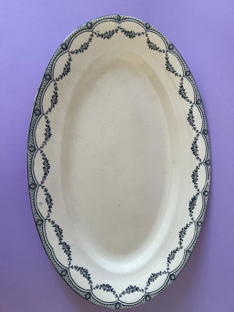 Plat ovale ancien faïence Salins - Terre de Fer - Petit Trianon - 36 cm - fleurs