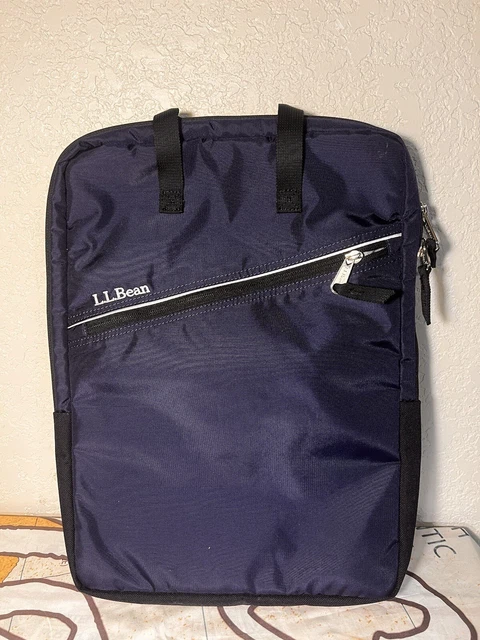LL Bean Navy Padded Organizer Laptop Tablet Phone Pockets Travel