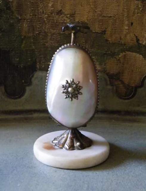 Late 19thC  French Mother Of Pearl & Ormolu Egg-Shaped  Etui Case. Palais Royal?