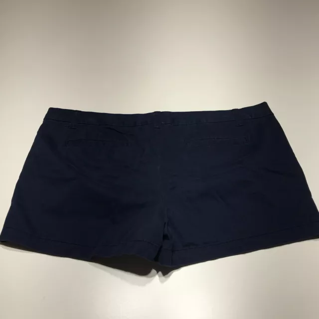 Merona Shorts Womens Size 16 Blue Slash Pocket Khaki Flat Front Cotton Twill