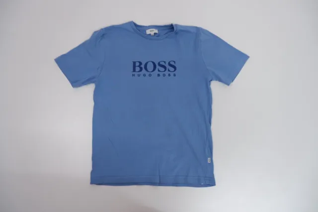 Hugo Boss Boys T-Shirt Age 10 Years Short Sleeve Blue Top VGC
