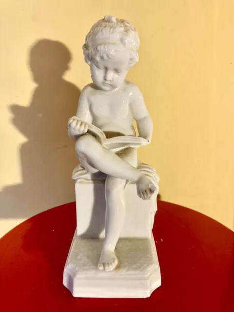 biscuit émaillé  de Villenauxe 19 eme, Enfant à la lecture d’après Canova